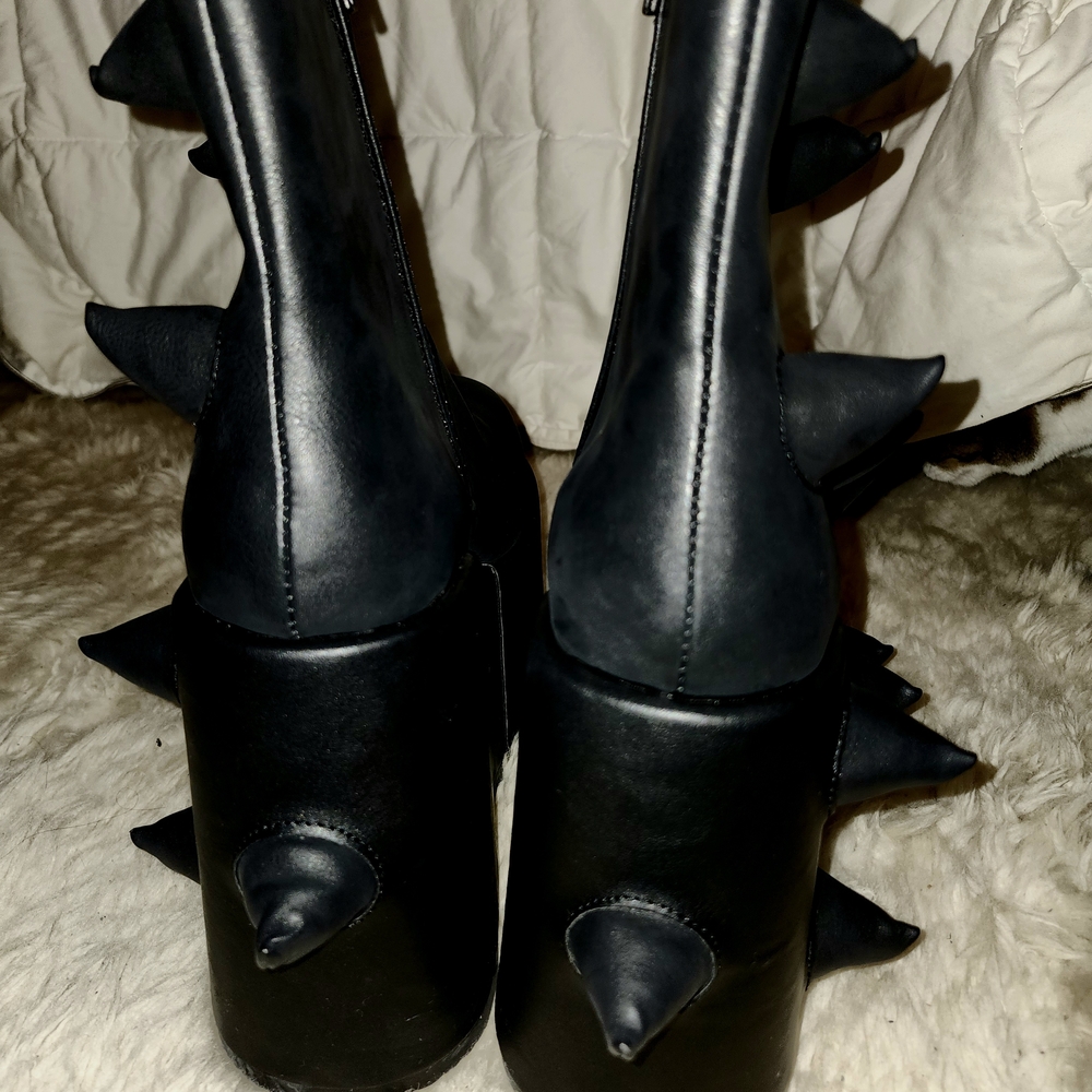 Demonia Cult Slay 77 Black Spiked Platform Boots - Picture 6 of 7